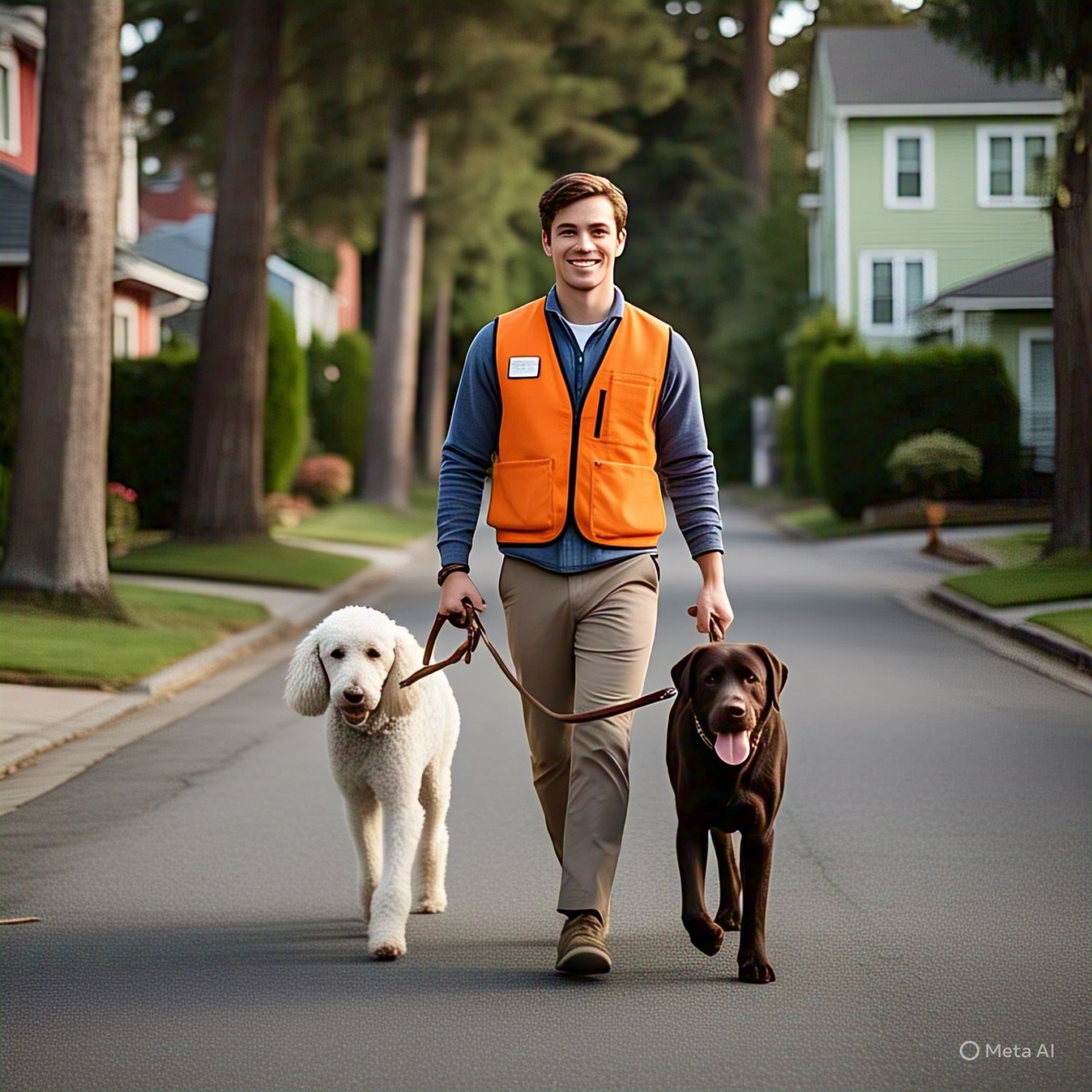 two_dogs_walking_down_a_residential_street